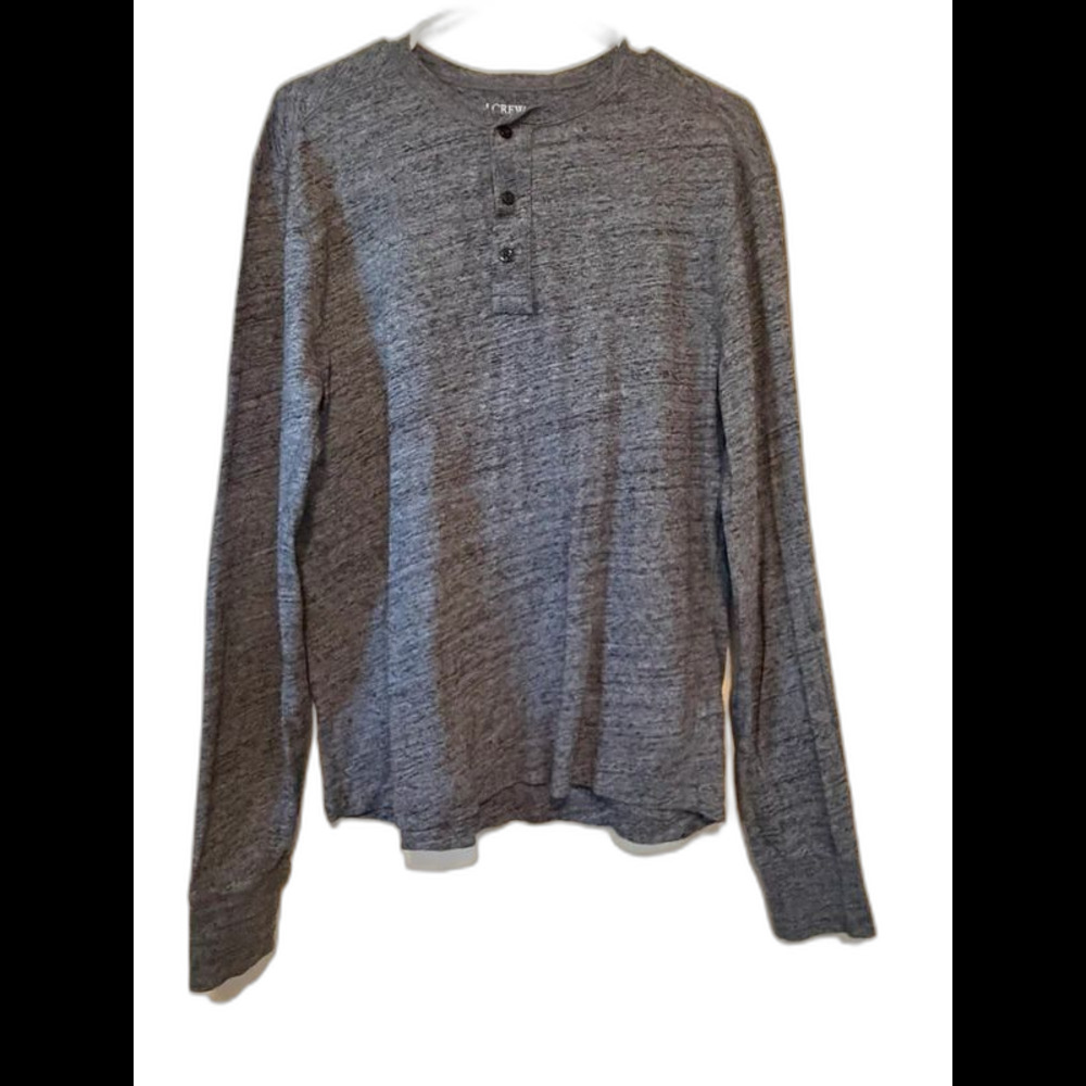 J.Crew Men's Gray Slub Cotton Long Sleeve Henley Shirt Size Medium